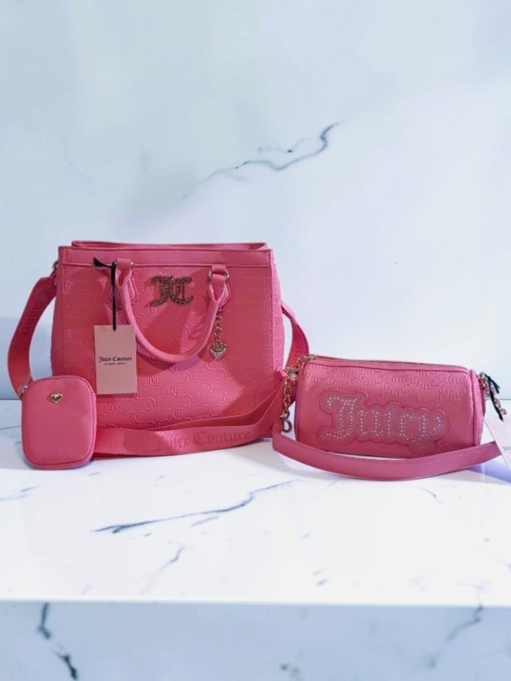 Juicy Couture Pink Tote & Roll Bag Bundle Set NWT